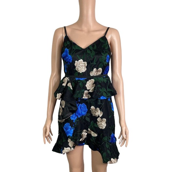 Lulus Dress Womens Small Floral Blue Black - Picture 9 of 9